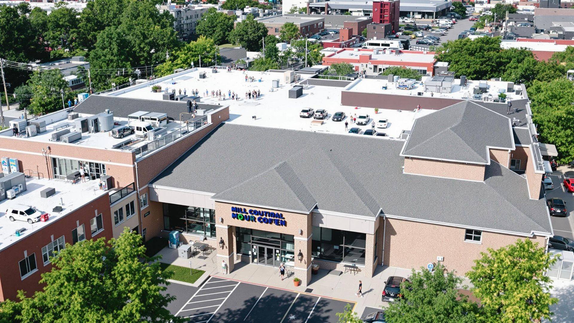 Commercial roofing NJ — flat roof installation on a warehouse building
