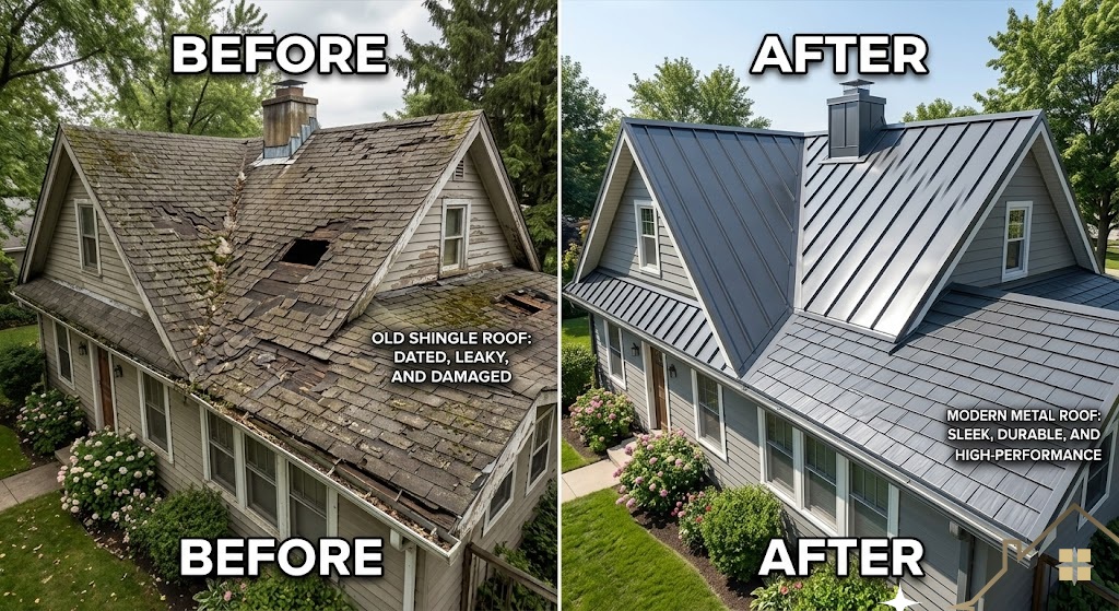Sleek, high-performance metal panel and metal shingle configurations designed for decades of durability