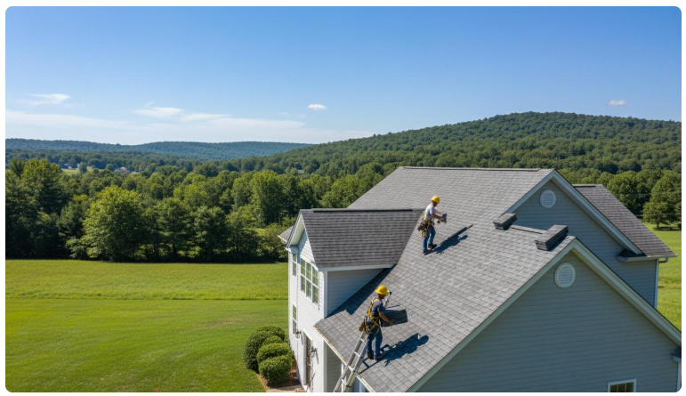 Sussex County roofing services — hail damage inspection on an asphalt shingle roof in NJ
