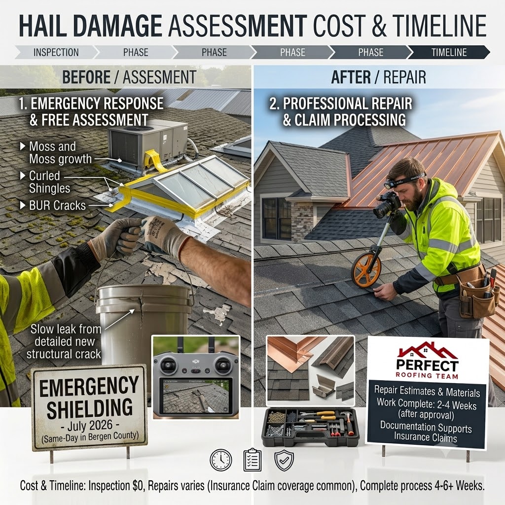 Hail damage assessment cost and timeline — free inspection, repair pricing, and insurance claim timeline