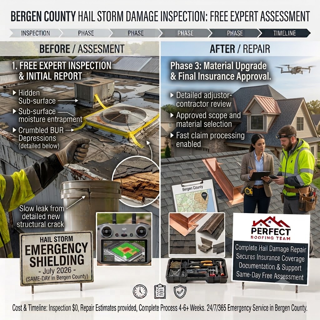 Bergen County hail storm damage inspection — professional assessment and insurance claim support
