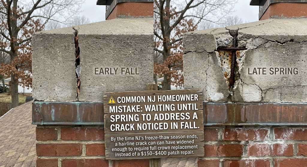 Chimney repair NJ — freeze-thaw masonry damage