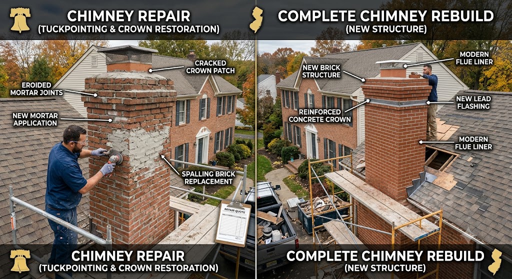Chimney repair vs rebuild comparison NJ