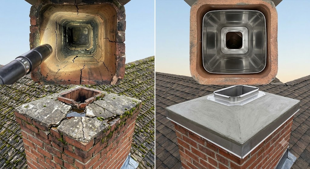 Chimney flue liner repair NJ — technical detail
