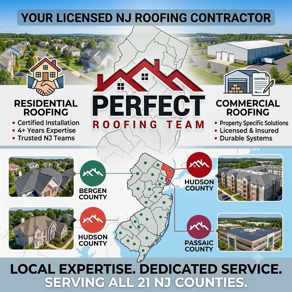 Licensed NJ Roofer — Perfect Roofing Team's certified contractor