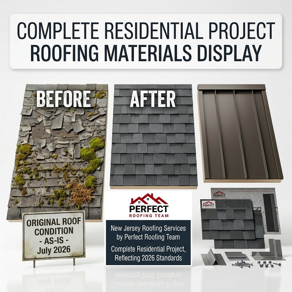 Various roofing materials displayed for NJ homeowner selection