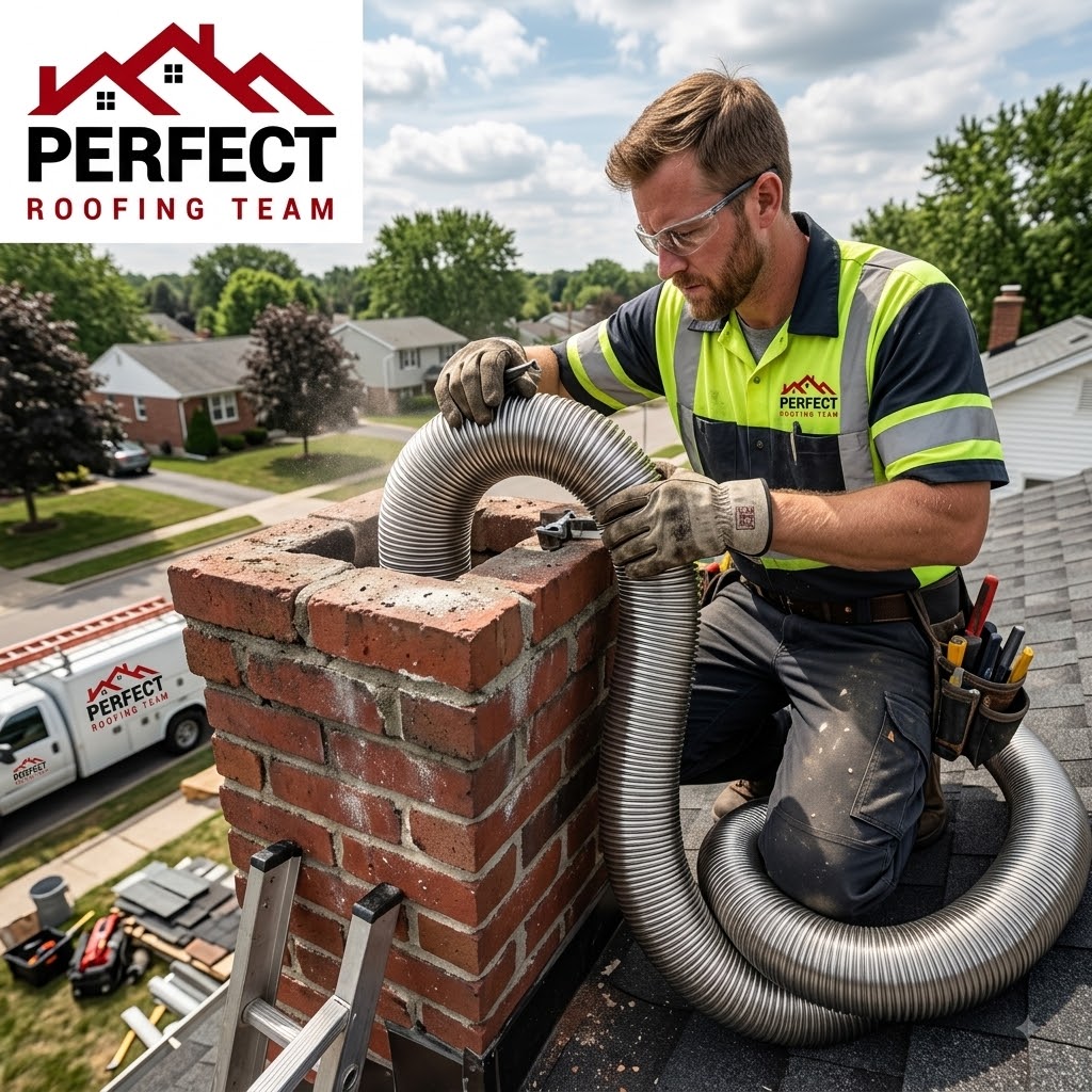 Chimney liner repair and heat protection demonstration in New Jersey