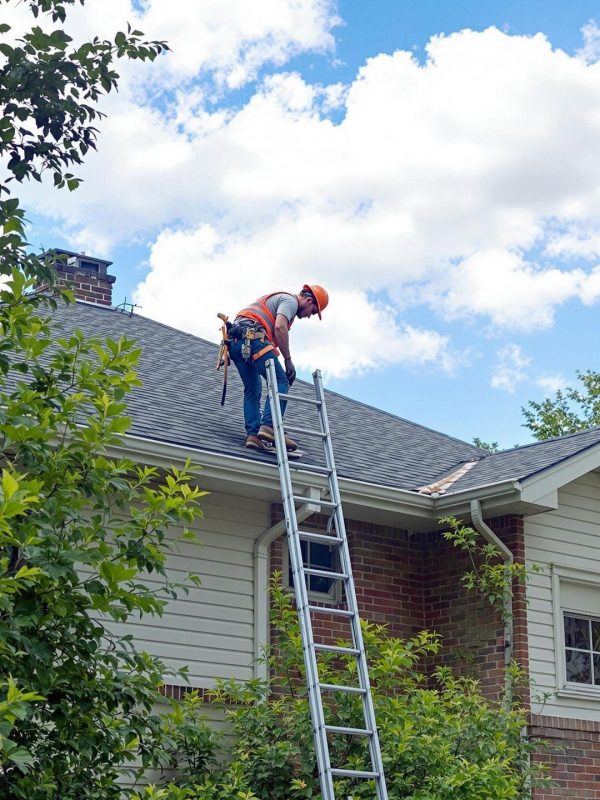 TEAM: Roofing expert on the roof